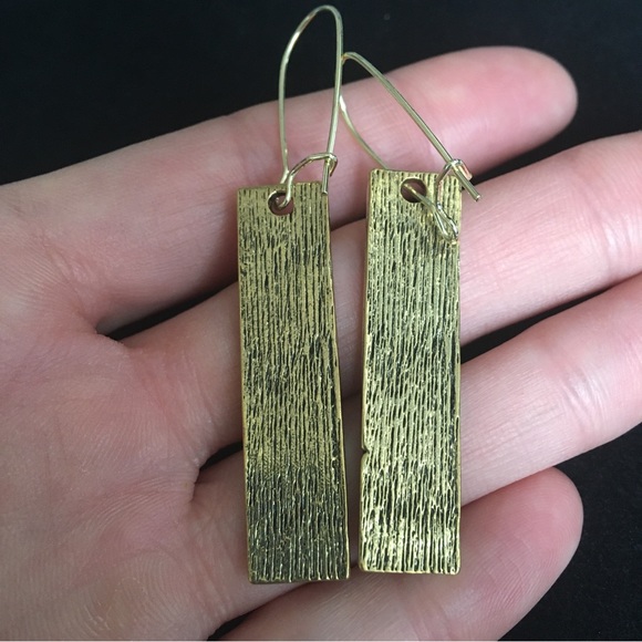 Golden Boho Forest Pattern Vintage Style Dangle Earrings - Picture 3 of 4